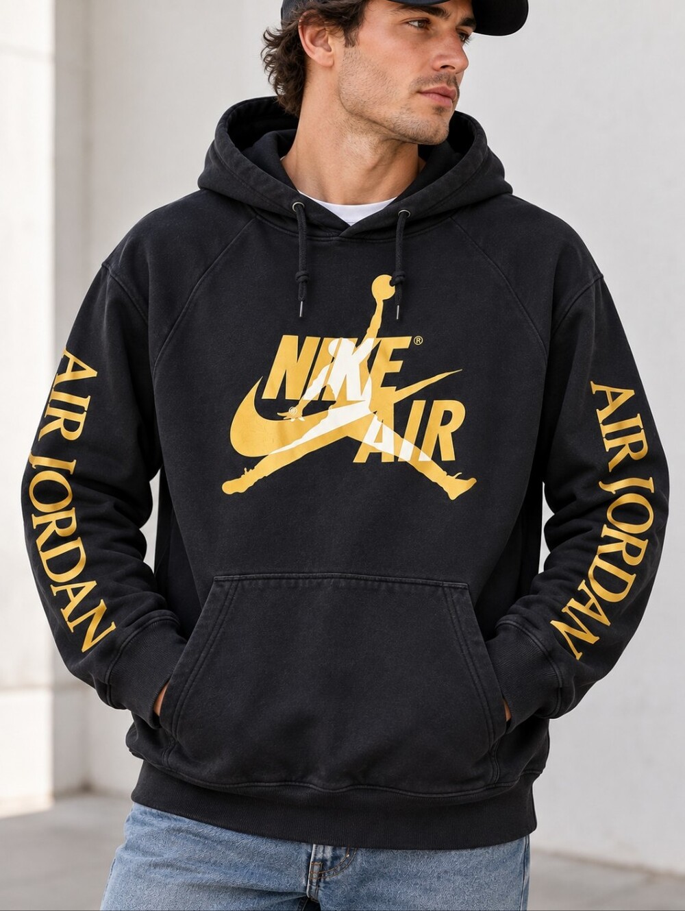 Jordan Men’s Black Hoodie with Gold Graphics